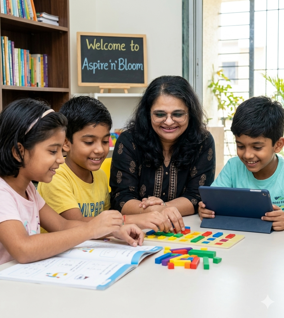Alka Bahadur teaching a student one-to-one — private tuition for Grades 2–9