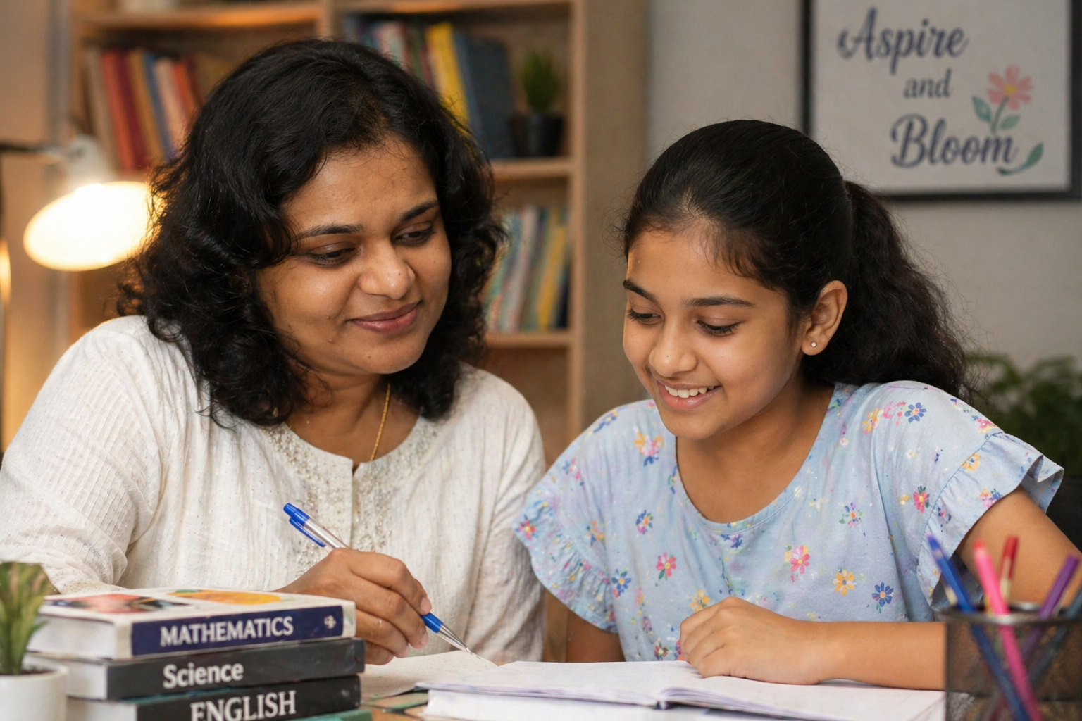 Alka Bahadur teaching a student one-to-one — private tuition for Grades 2–8